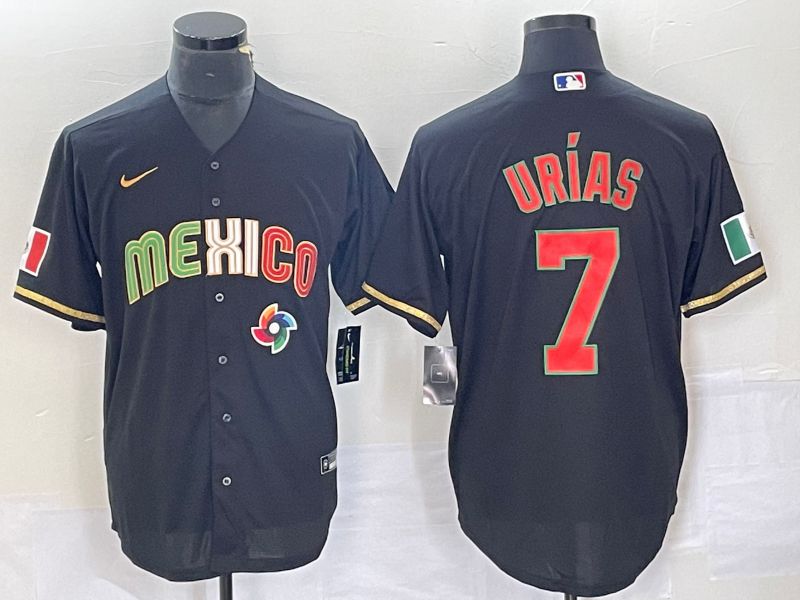 Men 2023 World Cub Mexico 7 Urias Black Nike MLB Jersey style 91845